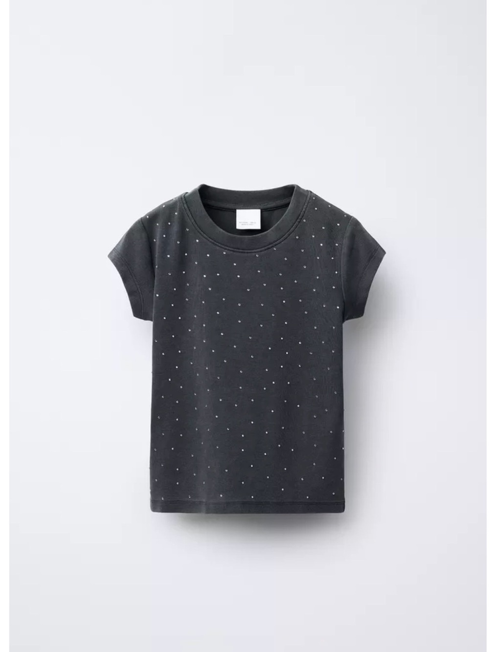 Zara Girls' Faded Black Tee with Gemstones